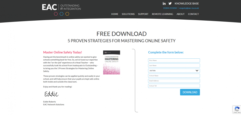 Free Download: 5 Proven Strategies for Mastering Online Safety - landing page and Campus form